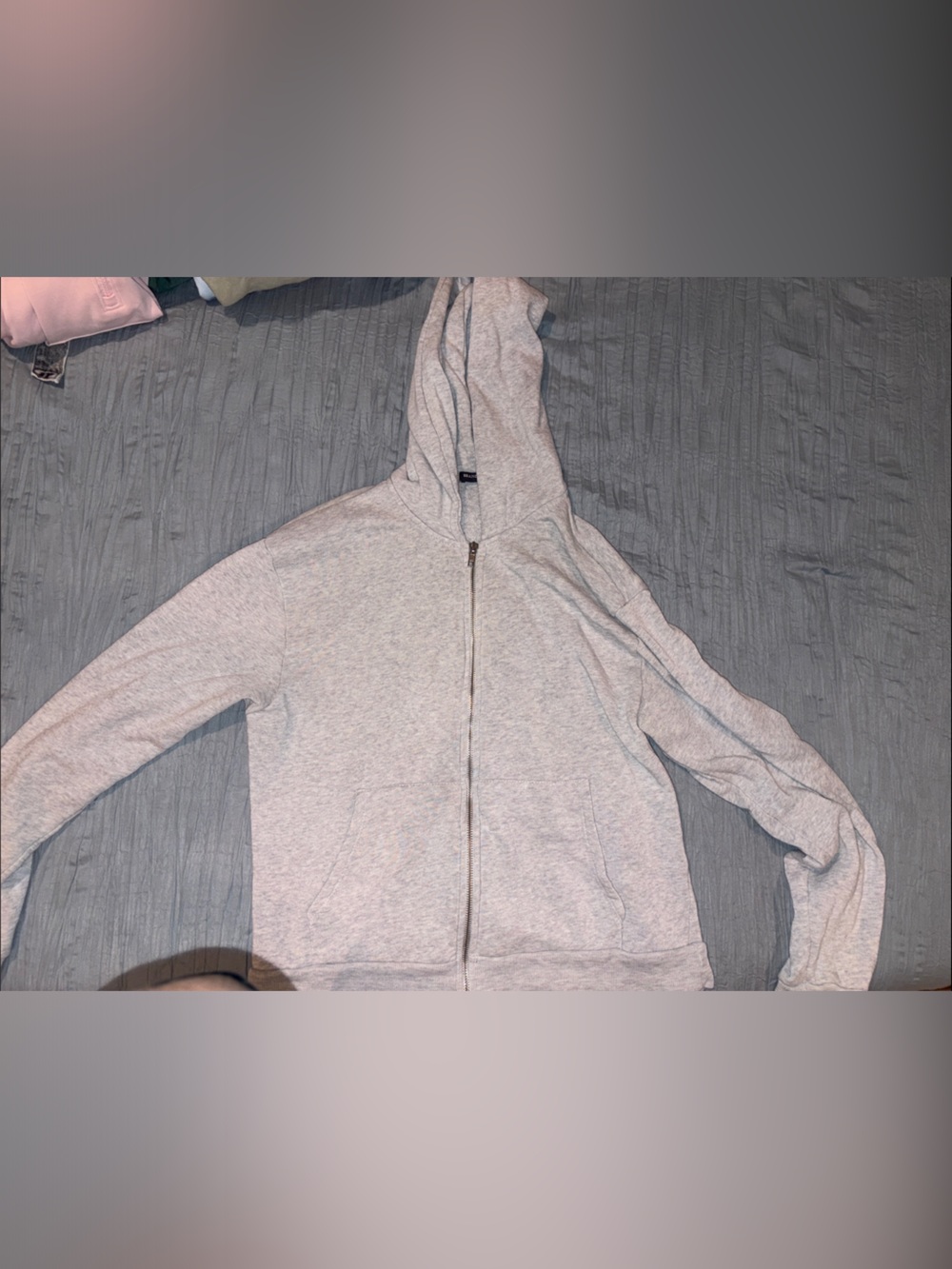 Brandy Melville Light Heather Gray Zip Hoodie